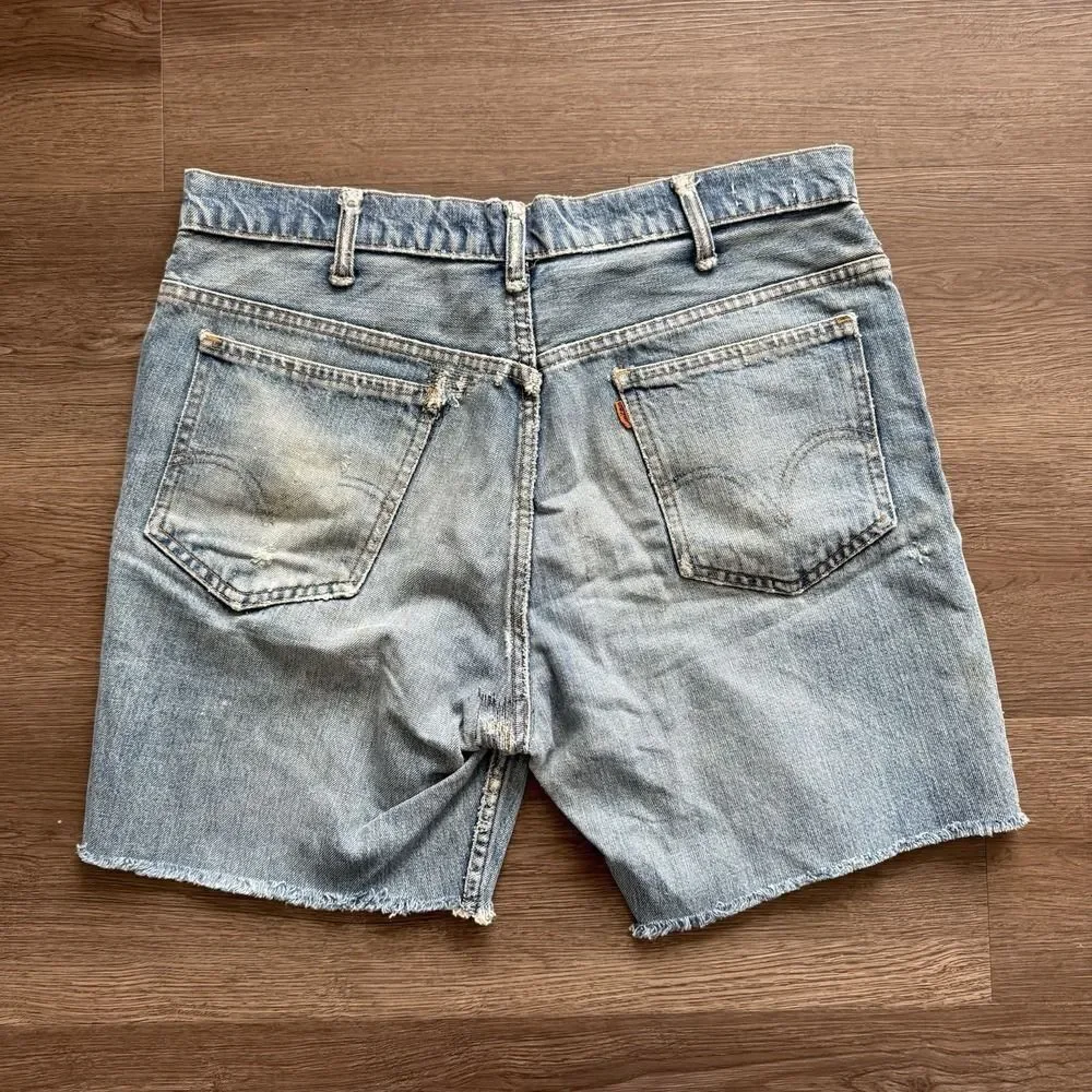 Vintage Levis Big E Jeans Shorts Mens 34 Blue Denim Orange‎ Tab Cut Off Jorts 6